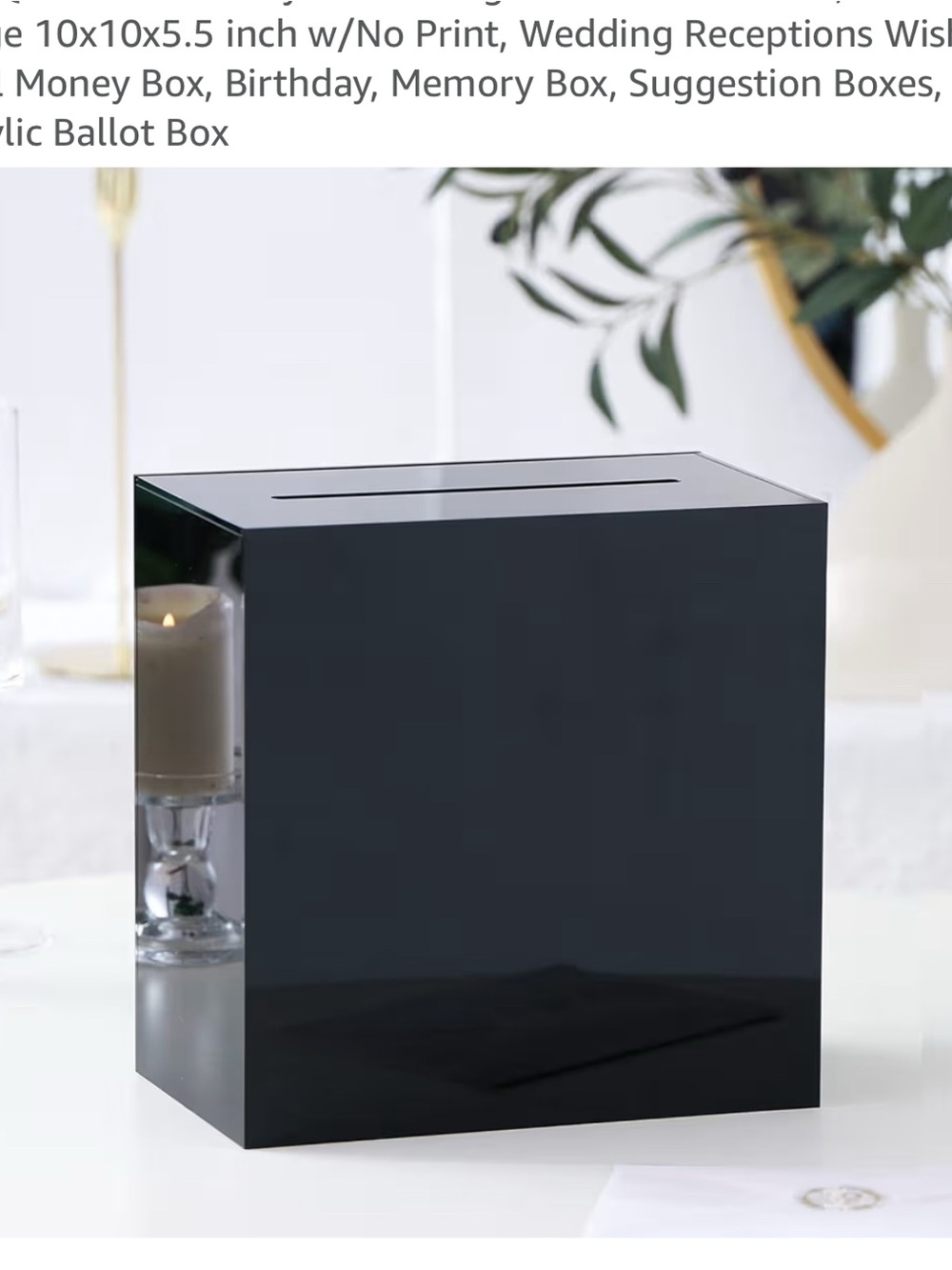 Glossy Black Acrylic Card Box - Modern Guestbook/Money Box